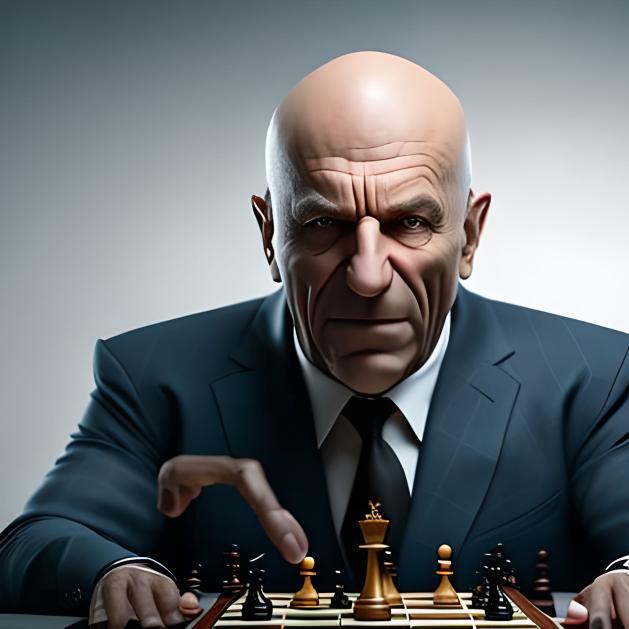 professor Xavier of the XMen focusing on a chess board
