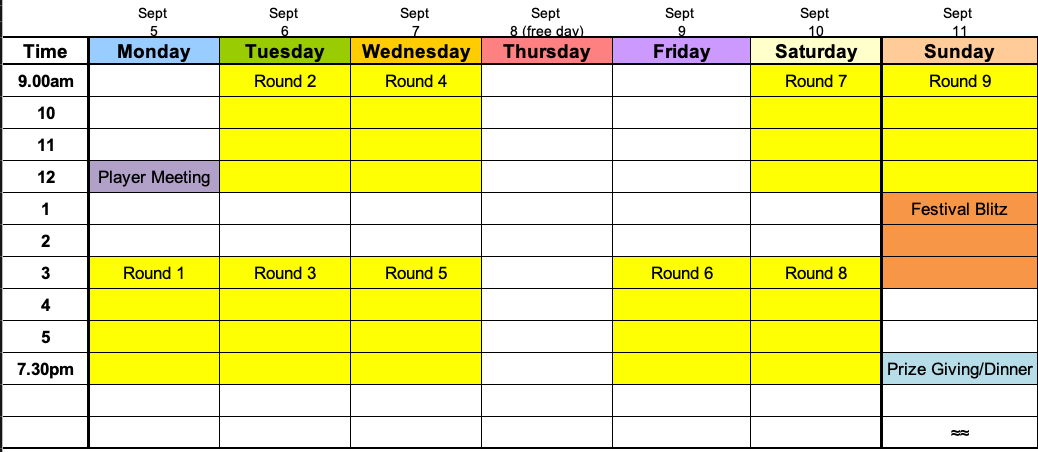 Malaysian Chess Festival 2022 Schedule